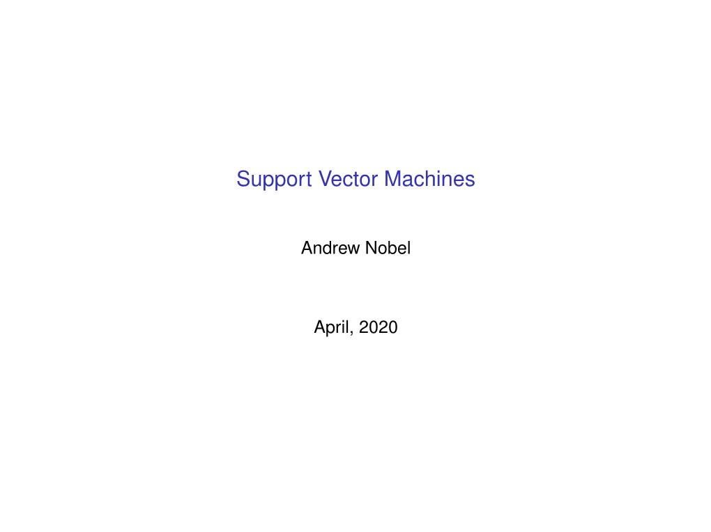 Support Vector Machines