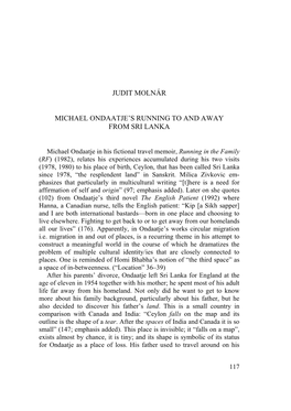 Judit Molnár Michael Ondaatje's Running to And