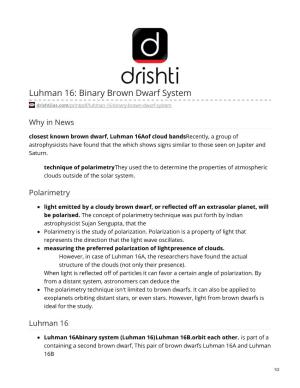 Luhman 16: Binary Brown Dwarf System