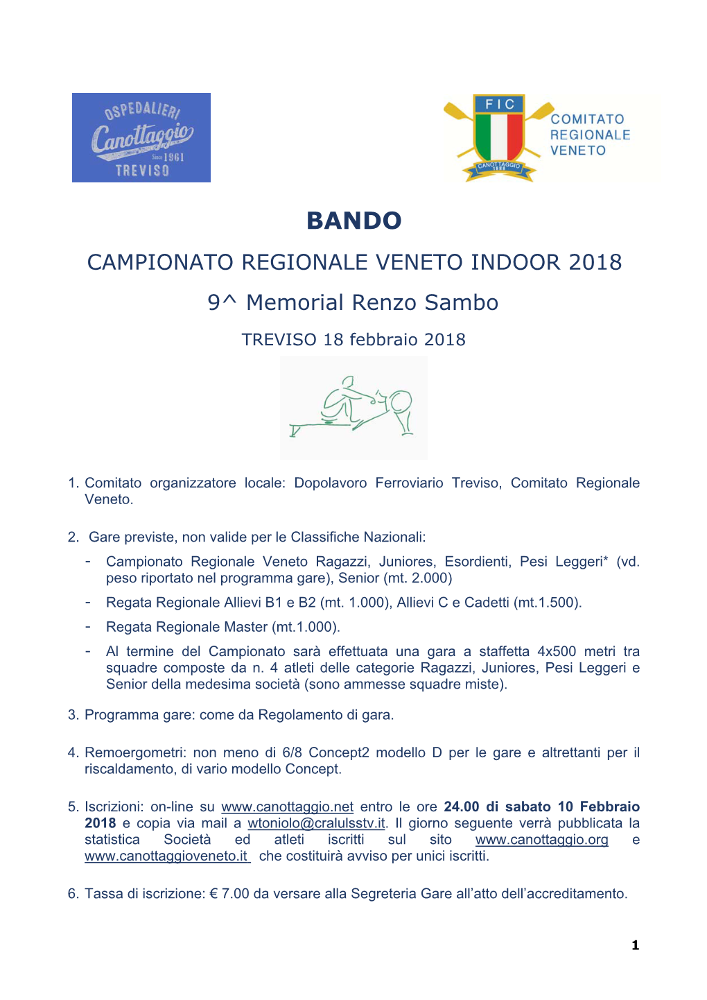 CAMPIONATO REGIONALE VENETO INDOOR 2018 9^ Memorial Renzo Sambo
