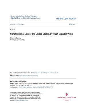 Constitutional Law of the United States, by Hugh Evander Willis