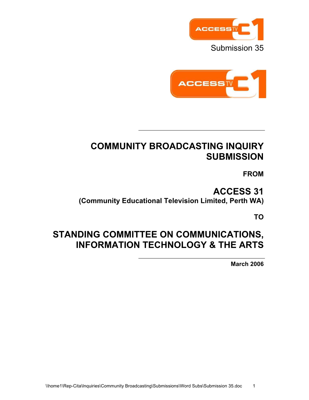 Community Broadcasting Inquiry Submission Access