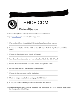 HHOF.COM Web-Based Questions