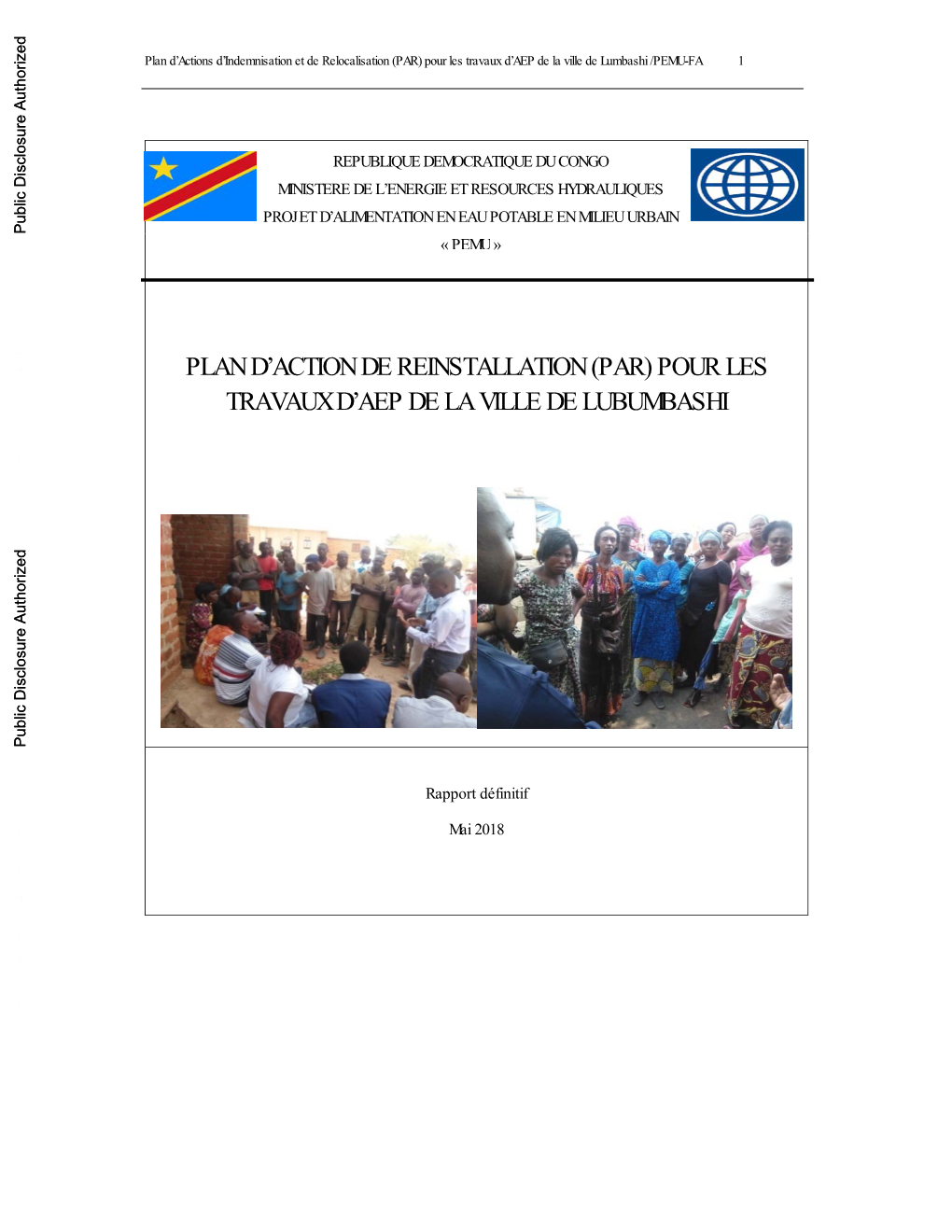 (Par) Pour Les Travaux D'aep De La Ville De Lubumbashi