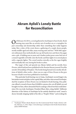 Akram Aylisli's Lonely Battle for Reconciliation