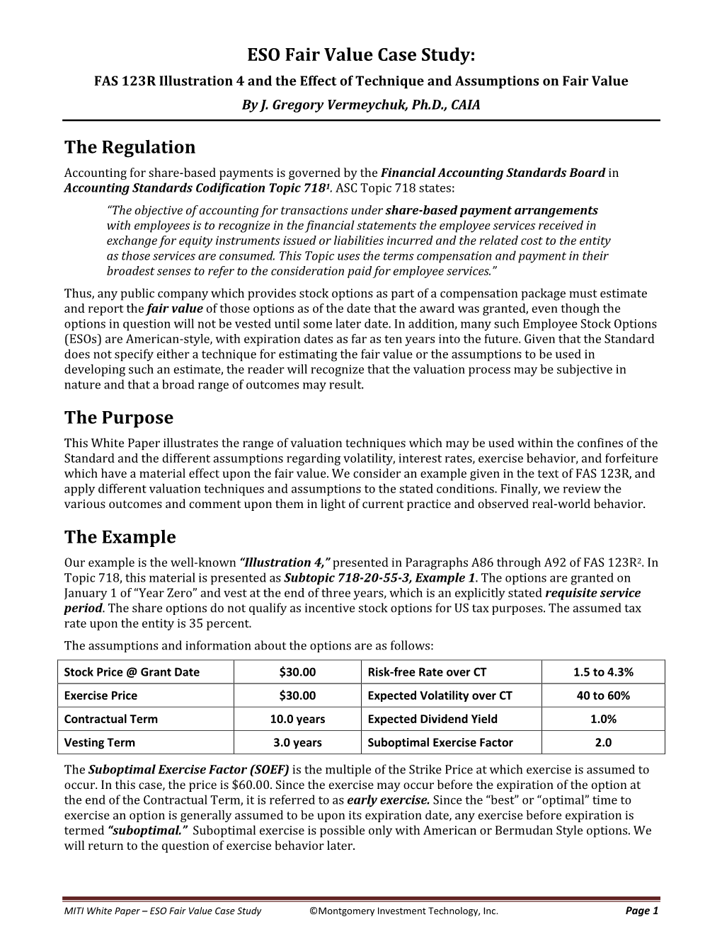 MITI White Paper – ESO Fair Value Case Study ©Montgomery Investment Technology, Inc
