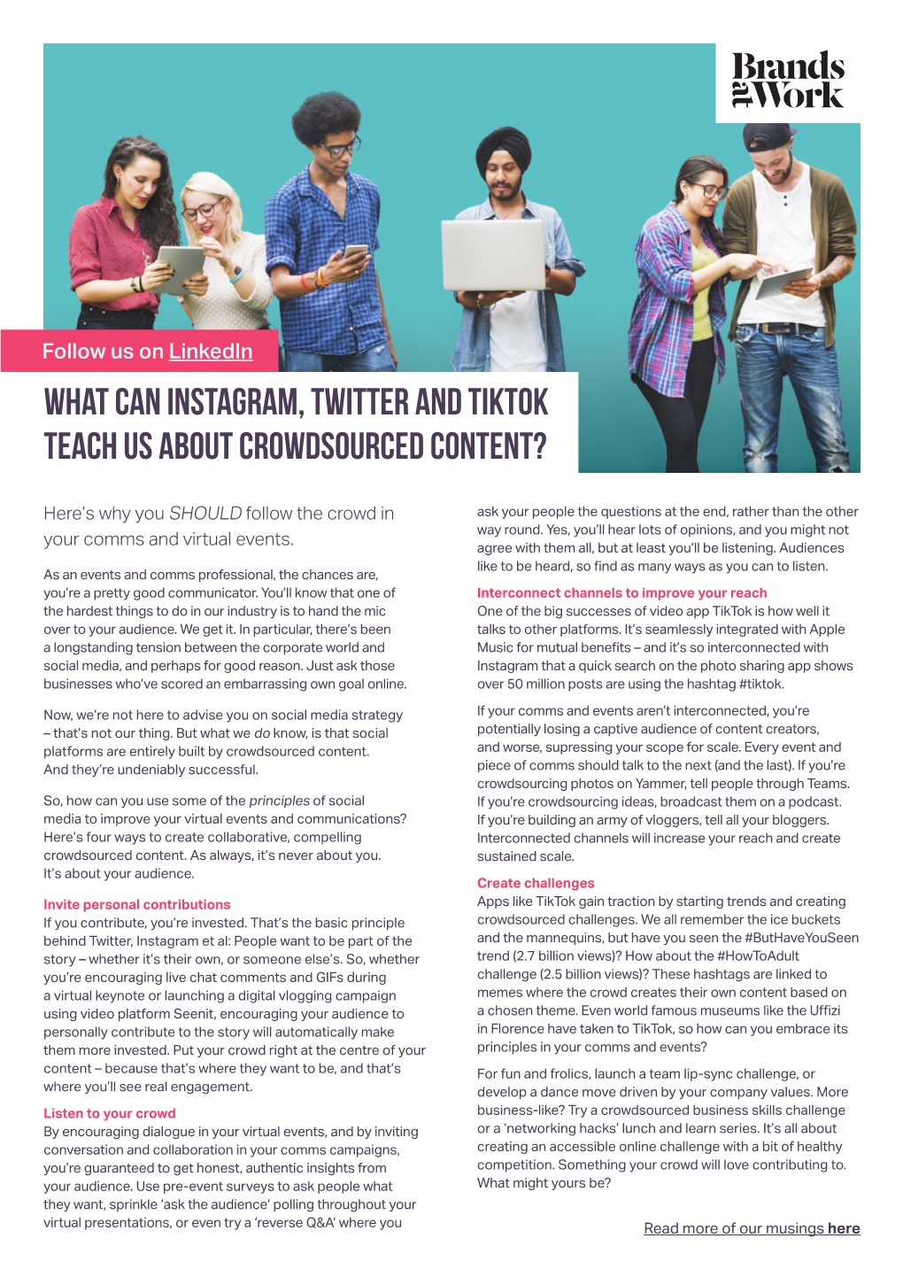 What Can Instagram, Twitter and Tiktok Teach Us About Crowdsourced Content?