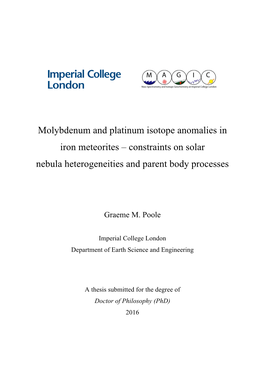 Molybdenum and Platinum Isotope Anomalies in Iron Meteorites – Constraints on Solar Nebula Heterogeneities and Parent Body Processes