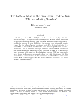 The Battle of Ideas on the Euro Crisis: Evidence from ECB Inter-Meeting Speeches∗