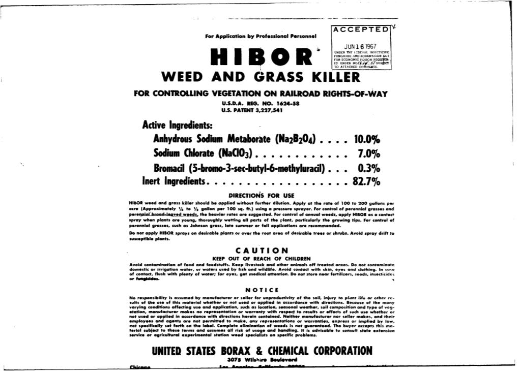 U.S. EPA, Pesticide Product Label, HB 107-3 WEED and GRASS KILLER