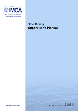 IMCA D022 the Diving Supervisor's Manual
