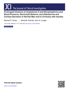 Prolonged Infusions of Angiotensin II and Norepinephrine and Blood
