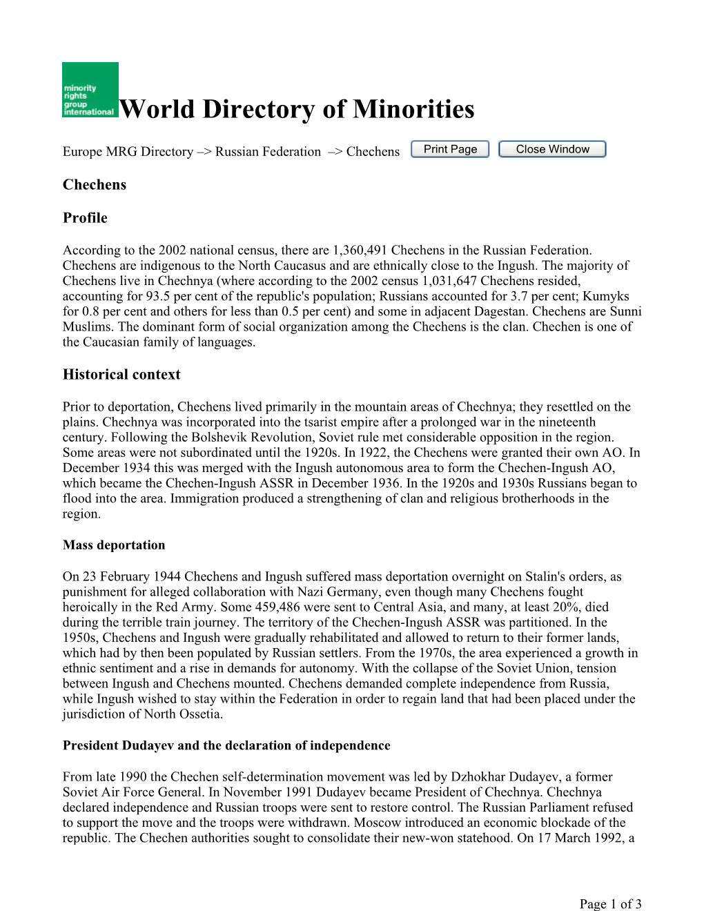 World Directory of Minorities