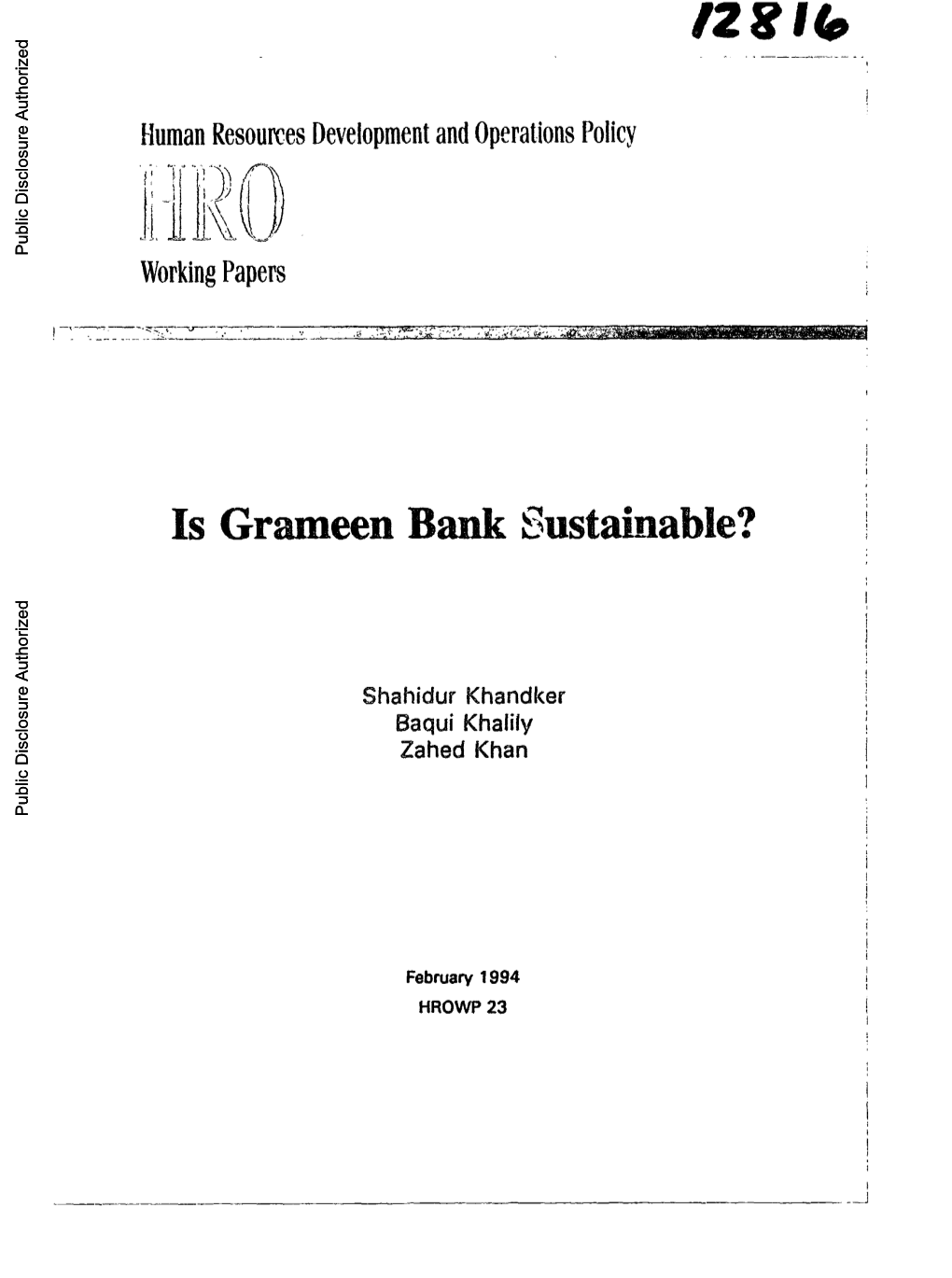 Grameen Bank Sustainable?