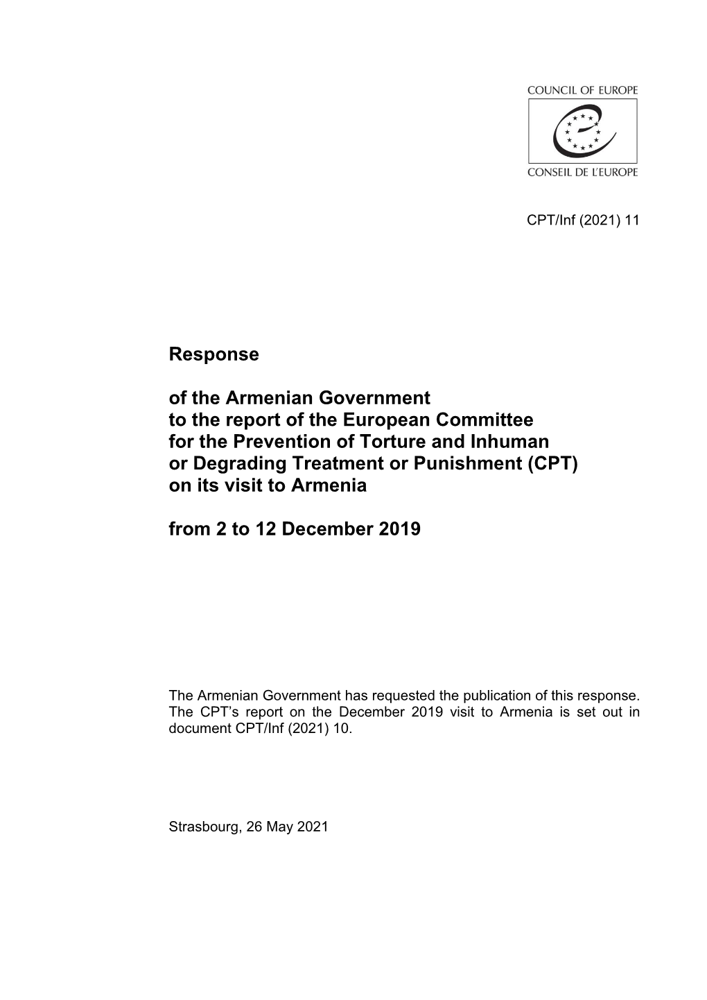Response of the Armenian Government to the Report of The