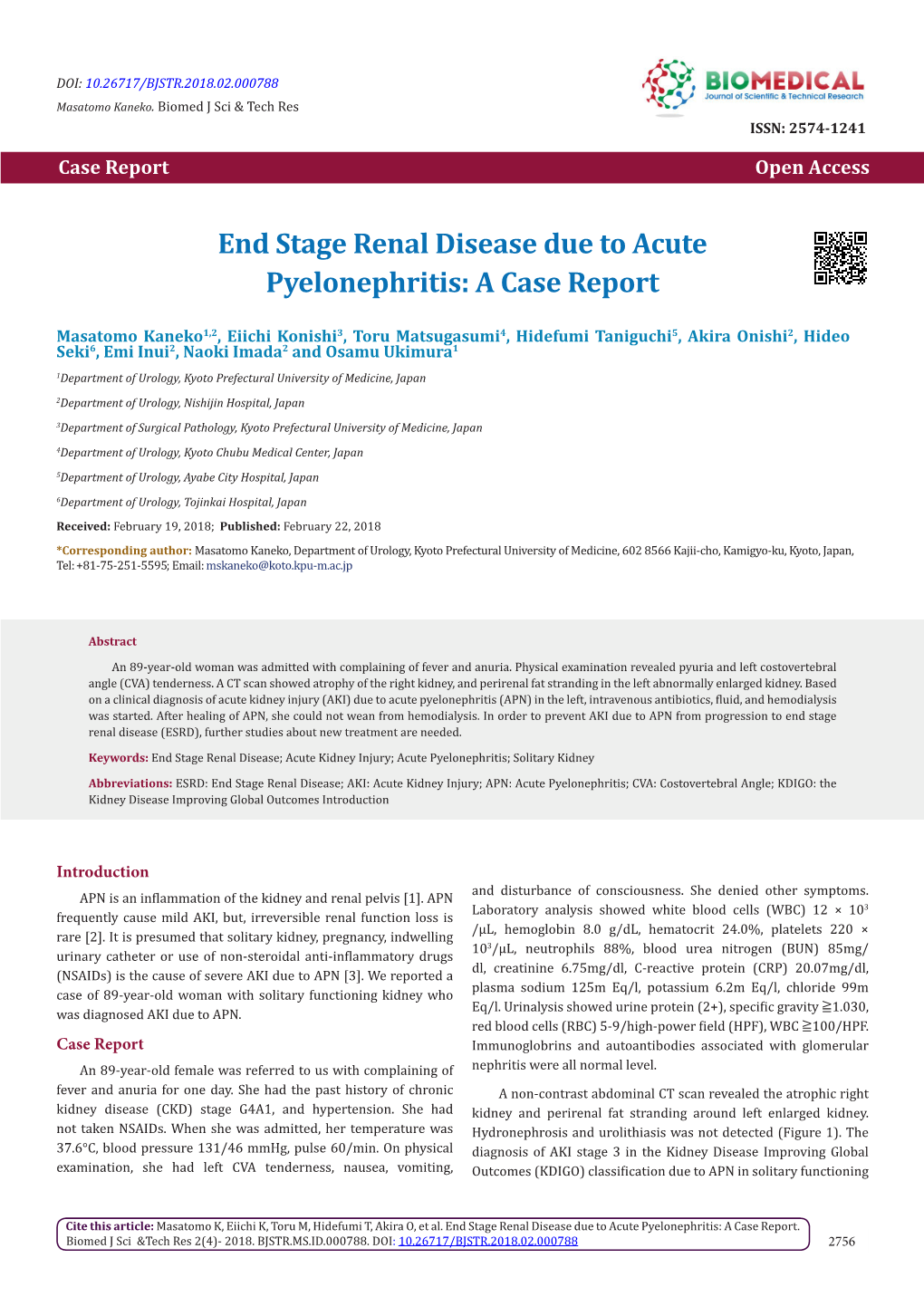 End Stage Renal Disease Due to Acute Pyelonephritis: a Case Report