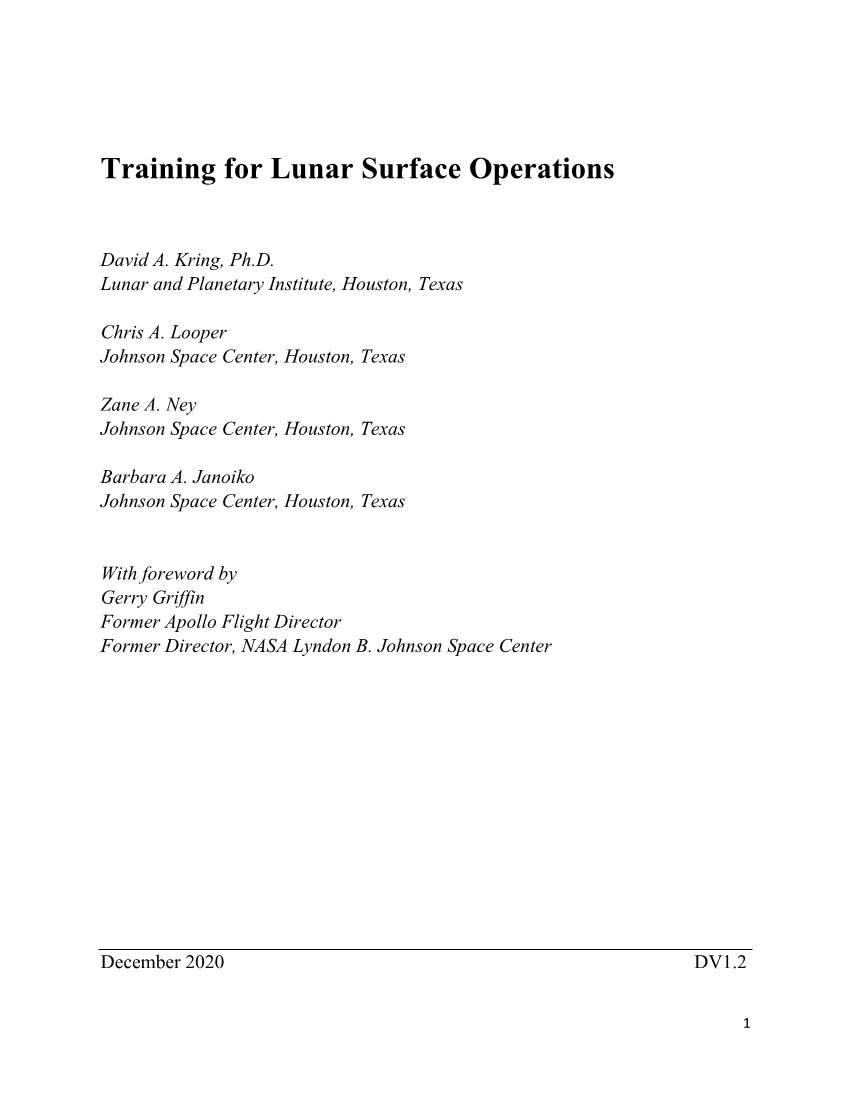 Training for Lunar Surface Operations