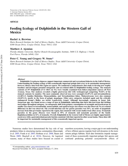 Feeding Ecology of Dolphinfish in the Western Gulf of Mexico