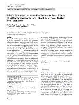 Soil Ph Determines the Alpha Diversity but Not Beta Diversity of Soil Fungal Community Along Altitude in a Typical Tibetan Forest Ecosystem