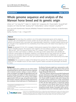 Whole Genome Sequence and Analysis of the Marwari Horse Breed