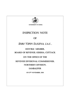Inspection Note on Revenue Divisional Commissioner,Northern