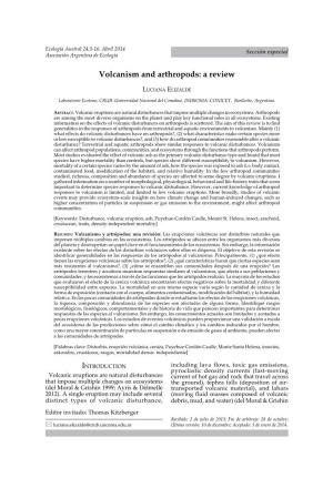 VOLCANISM and ARTHROPODS Sección Especial3 Asociación Argentina De Ecología