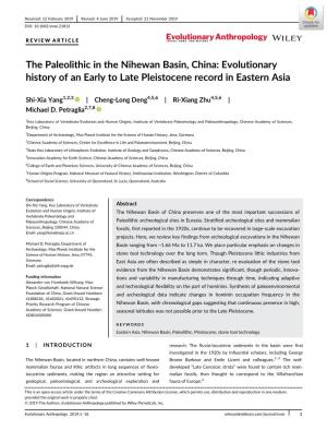 The Paleolithic in the Nihewan Basin, China: Evolutionary History of an Early to Late Pleistocene Record in Eastern Asia