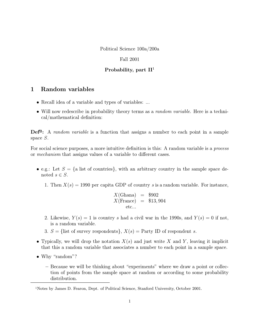 1 Random Variables