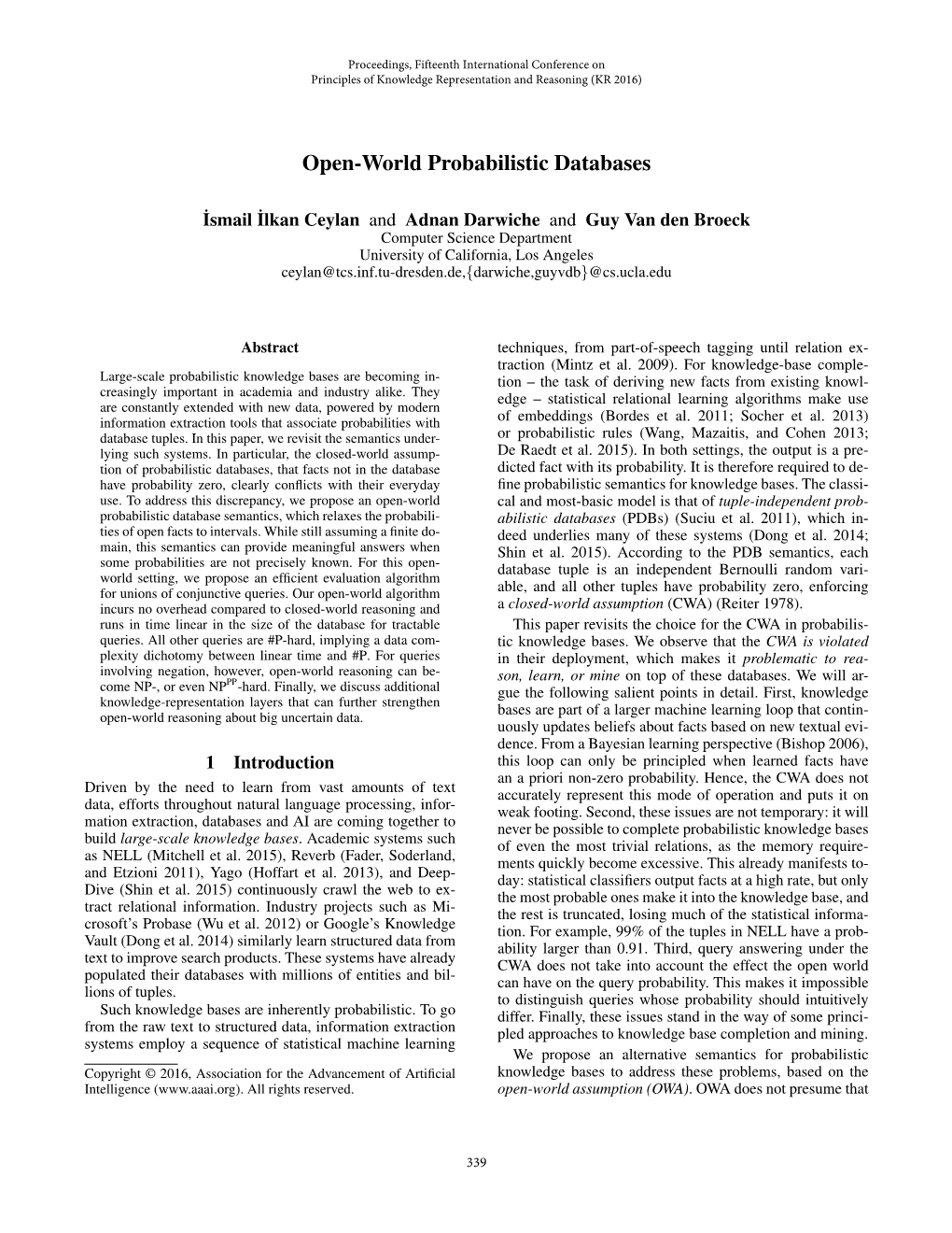 Open-World Probabilistic Databases