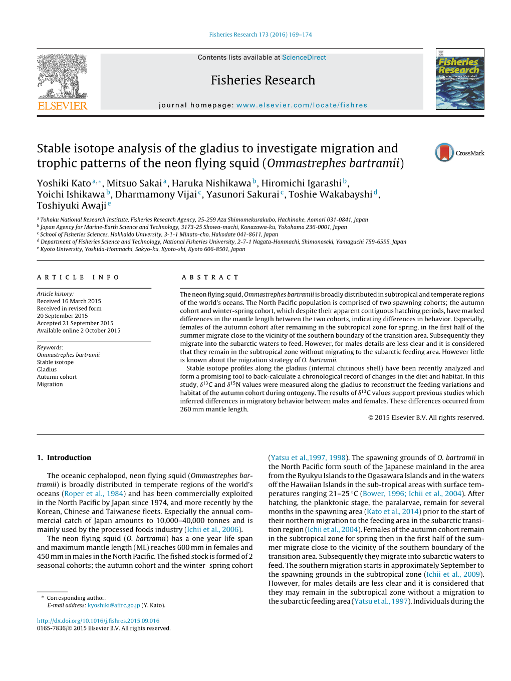 Stable Isotope Analysis of the Gladius to Investigate Migration And