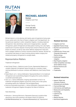 MICHAEL ADAMS Partner Litigation and Trial