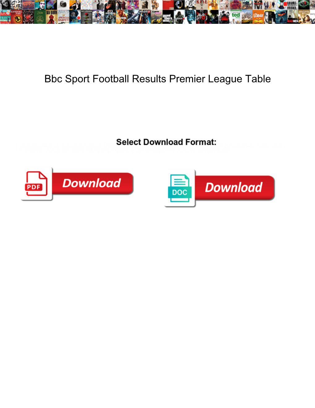 Bbc Sport Football Results Premier League Table