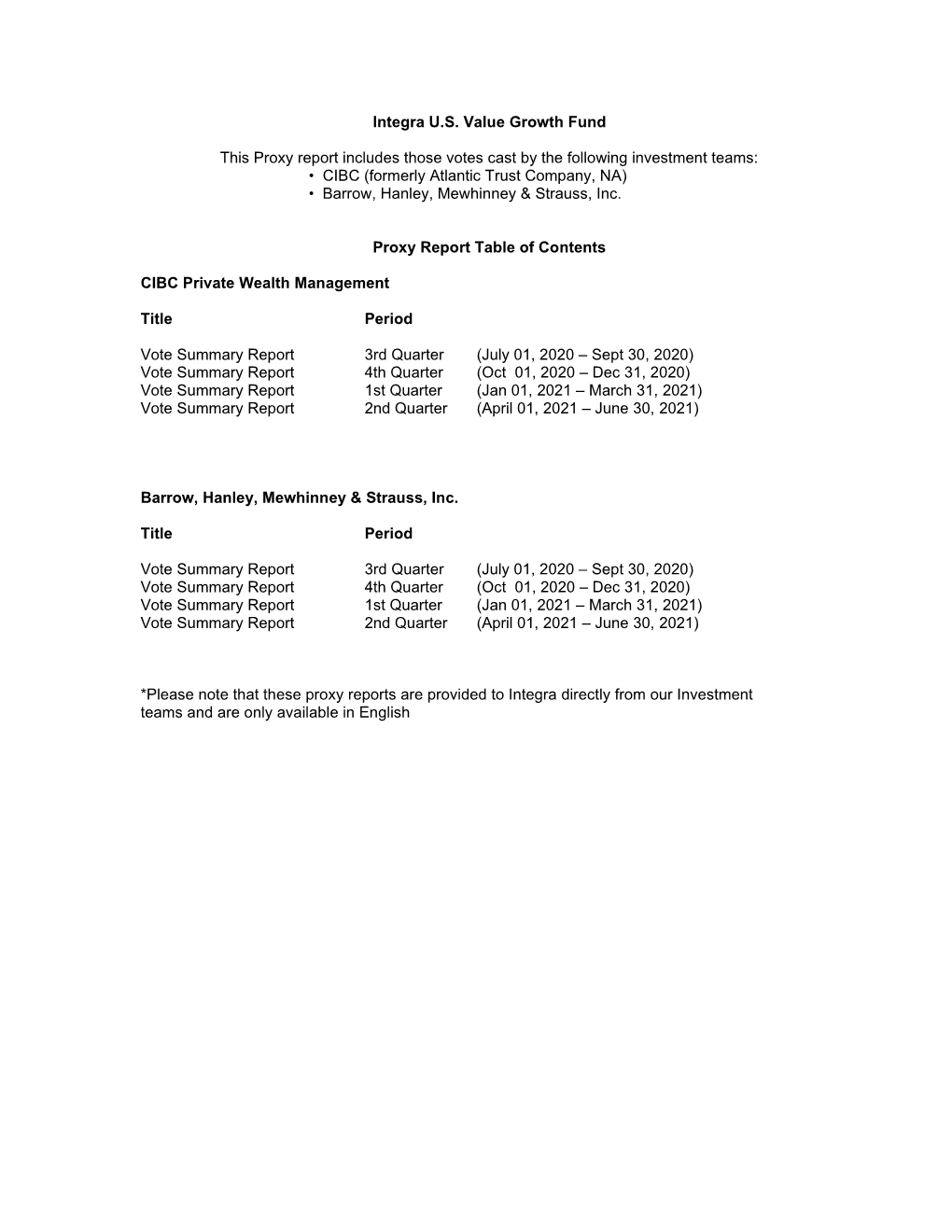 Integra Balanced Fund