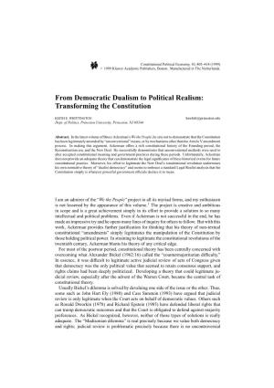 From Democratic Dualism to Political Realism: Transforming the Constitution