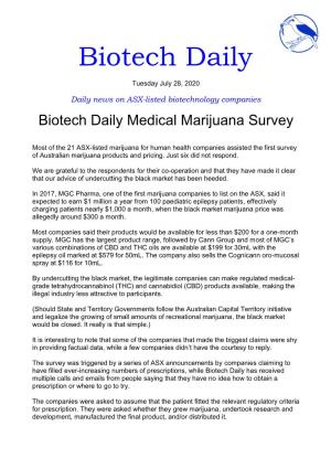 Biotech Daily 1St Medical Marijuana Survey