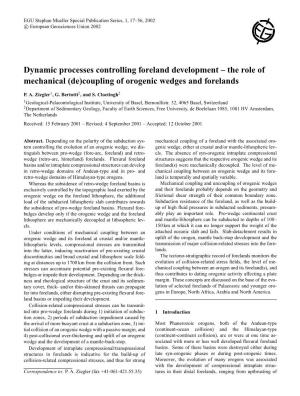 Dynamic Processes Controlling Foreland Development – the Role of Mechanical (De)Coupling of Orogenic Wedges and Forelands