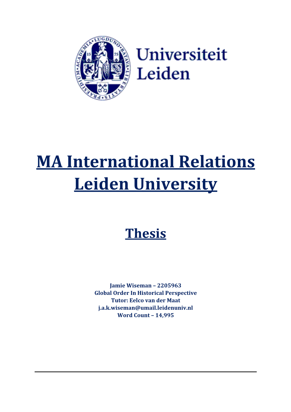 MA International Relations Leiden University