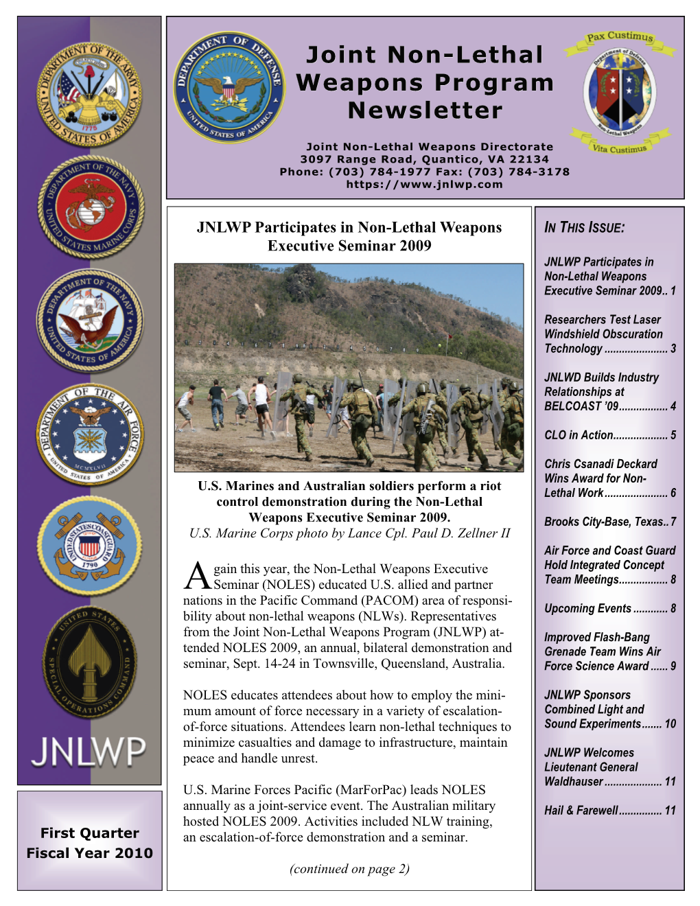 Joint Non-Lethal Weapons Program Newsletter Newsletter