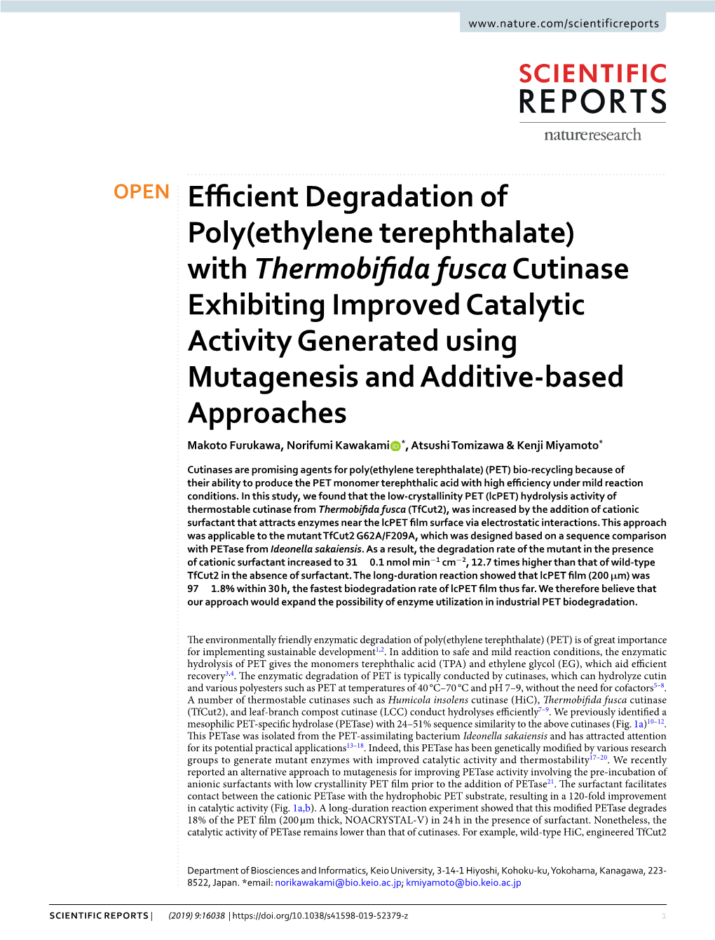 Efficient Degradation of Poly(Ethylene Terephthalate)