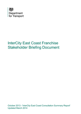 Intercity East Coast Franchise: Stakeholder Briefing Document