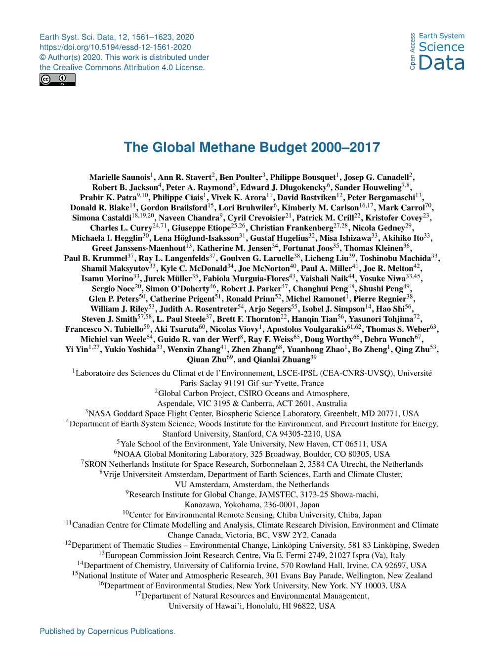 The Global Methane Budget 2000–2017