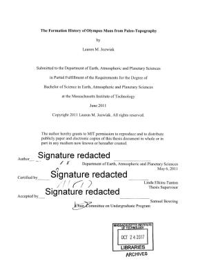 Signature Redacted /6F Department of Earth, Atmospheric and Planetary Sciences May 6, 2011