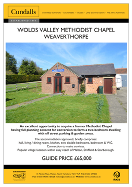 Wolds Valley Methodist Chapel Weaverthorpe