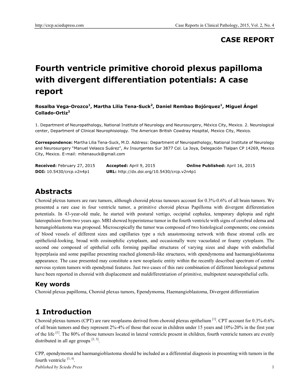 Fourth Ventricle Primitive Choroid Plexus Papilloma with Divergent Differentiation Potentials: a Case Report