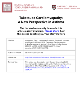 Takotsubo Cardiomyopathy: a New Perspective in Asthma