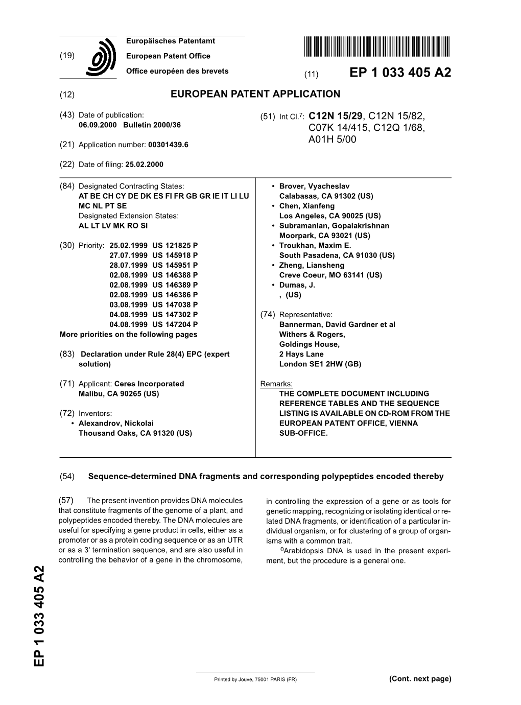 EUROPEAN PATENT OFFICE, VIENNA Thousand Oaks, CA 91320 (US) SUB-OFFICE