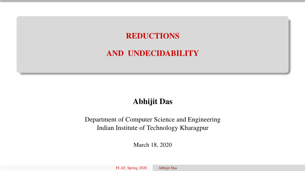 [] Reductions [] and Undecidability