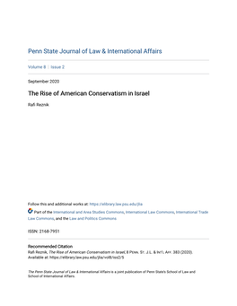 The Rise of American Conservatism in Israel