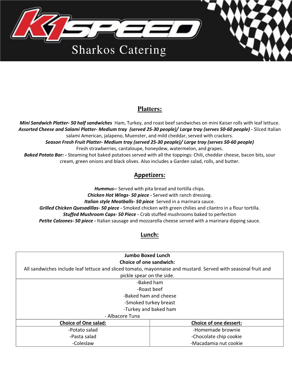 Sharkos Catering