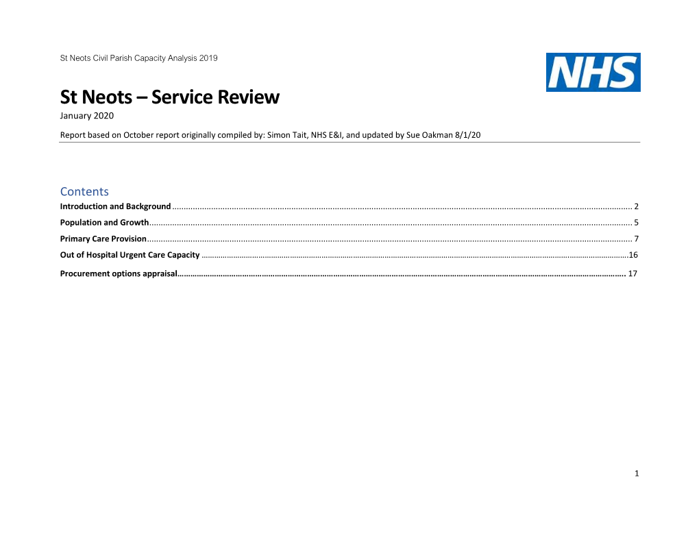 St Neots – Service Review January 2020